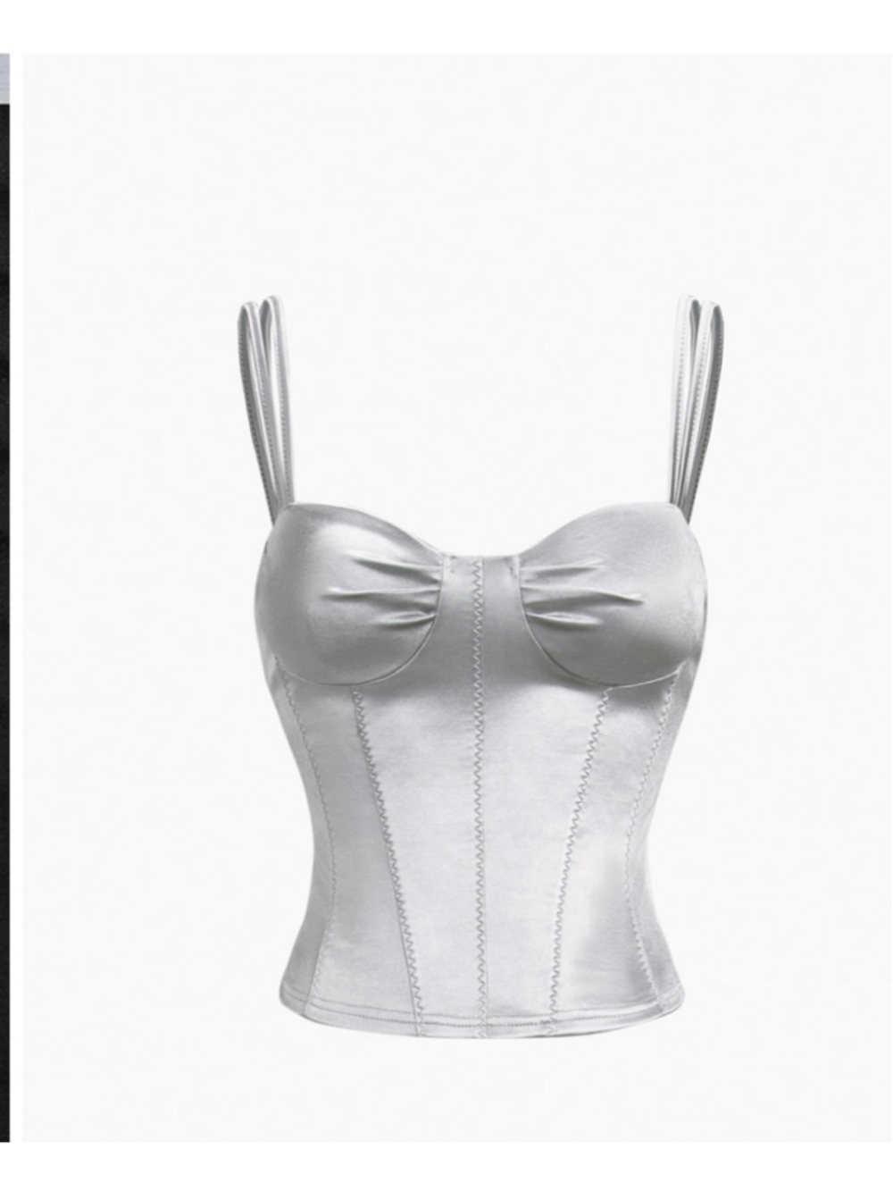 Commense Silver Satin Corset Bustier Camisole Top Size S Party Goingout